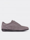 Gray Suede Leather Lace-up Shoes