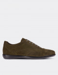 Green Suede Leather Lace-up Shoes