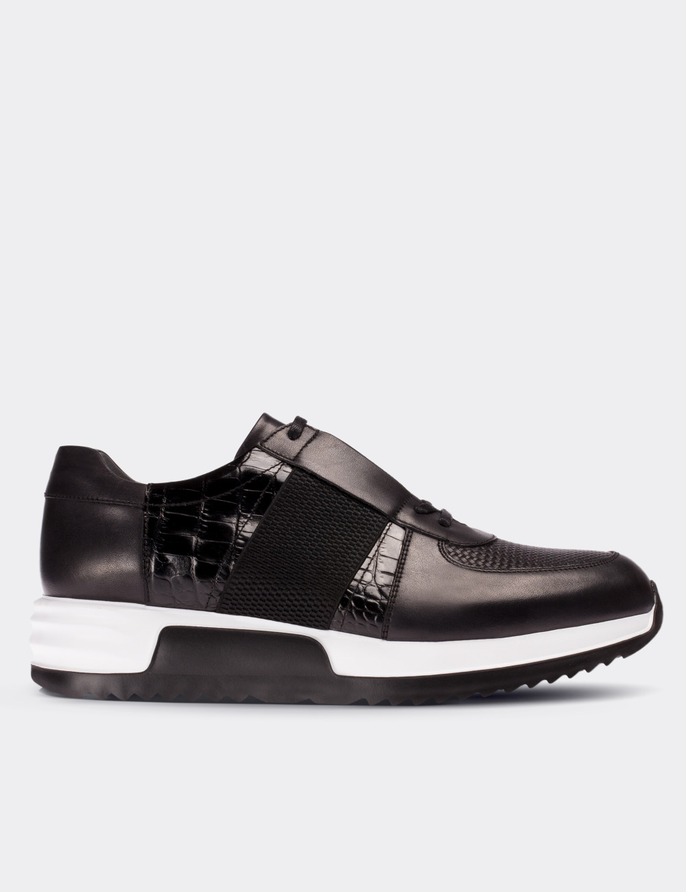 Black  Leather Sneakers - 01693MSYHE01