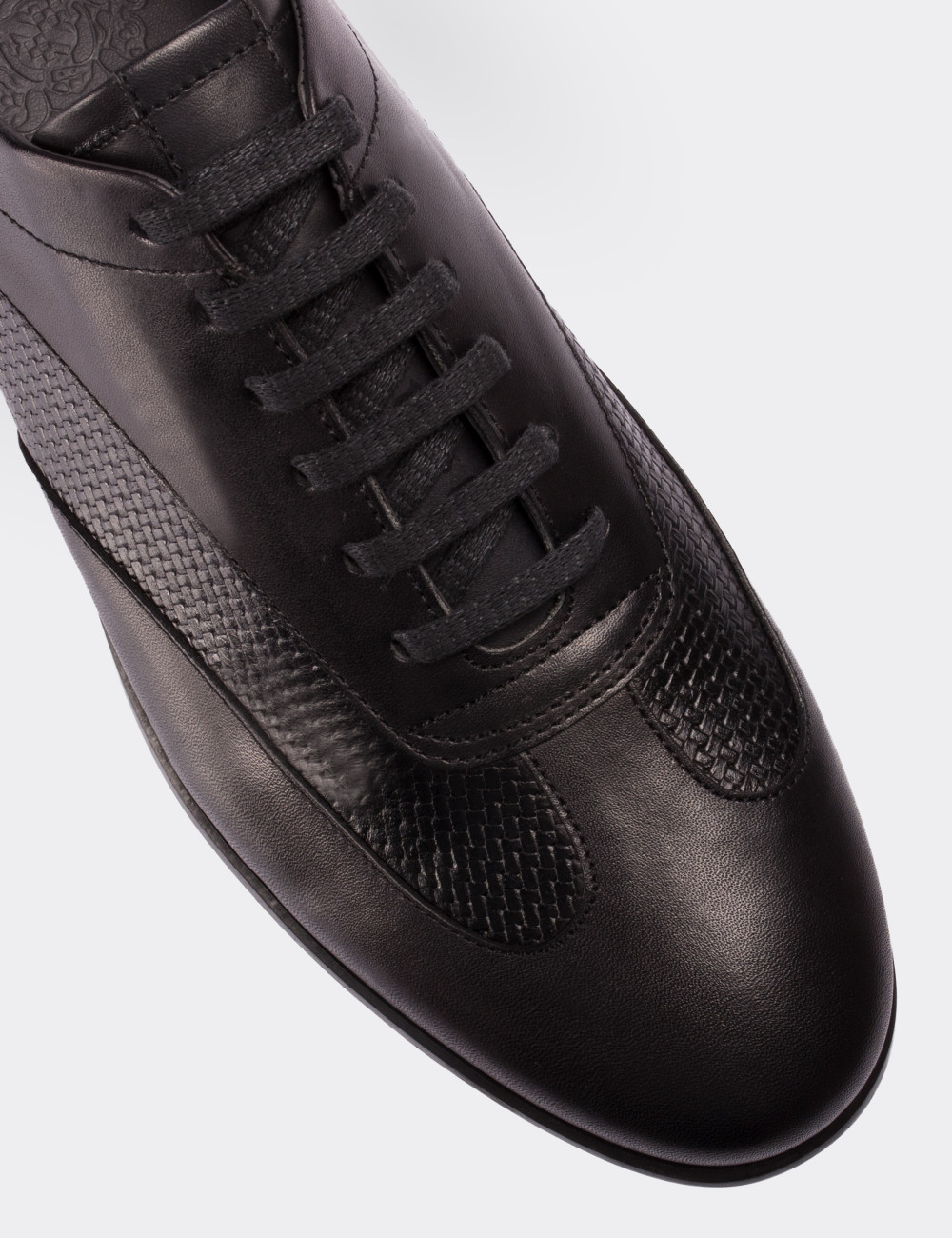 Black  Leather Lace-up Shoes - 01686MSYHC01