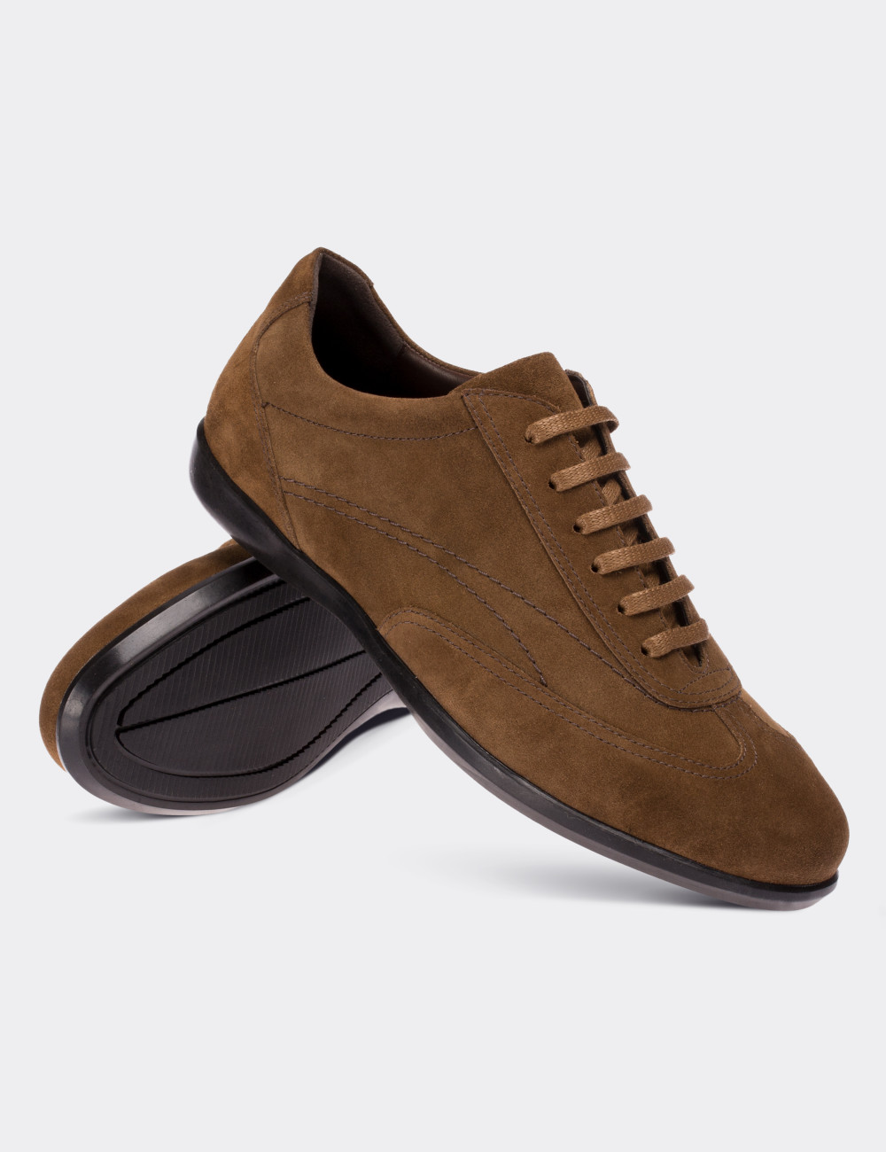 Tan Suede Leather Lace-up Shoes - 00321MTBAC02