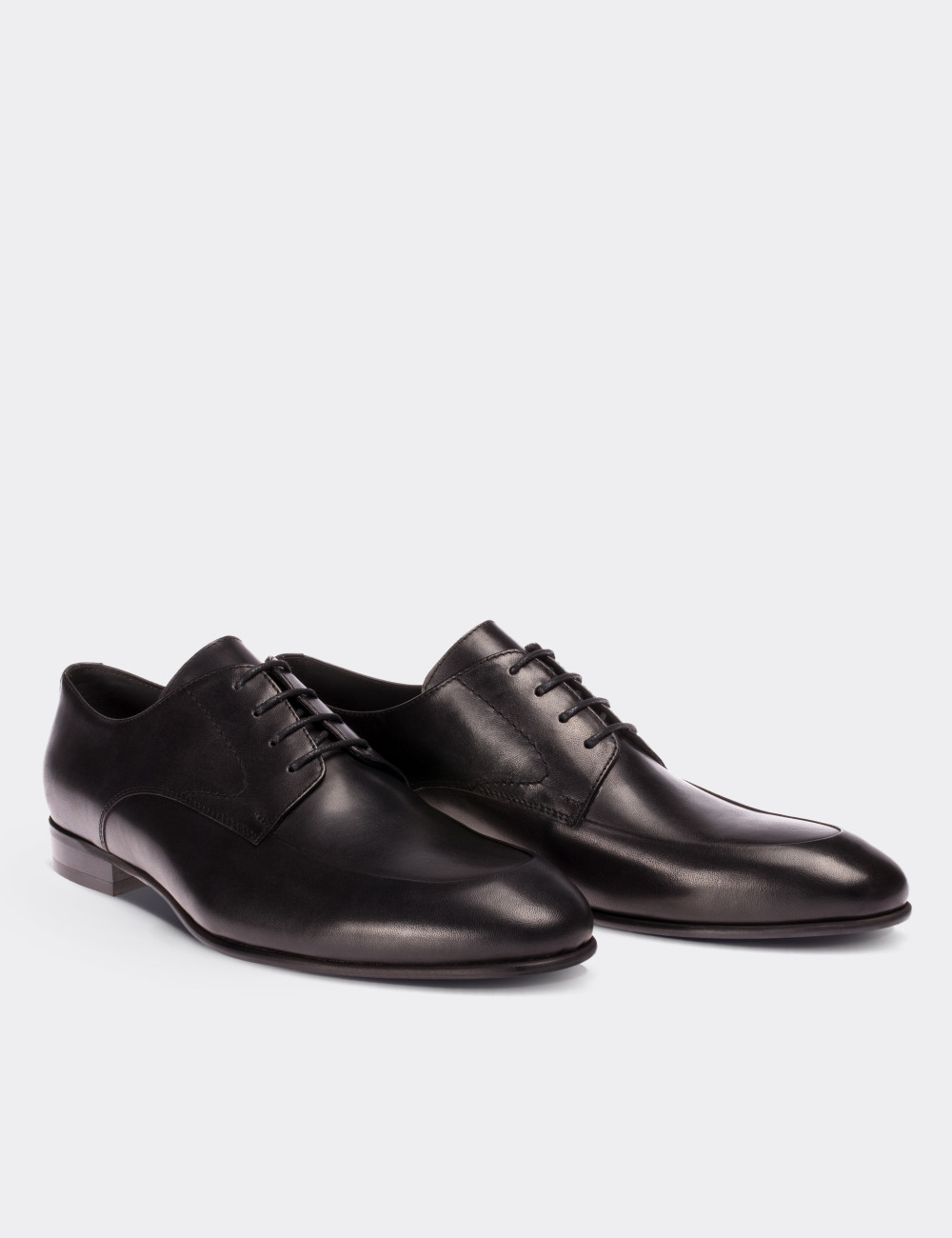 Black  Leather Classic Shoes - 01694MSYHM01