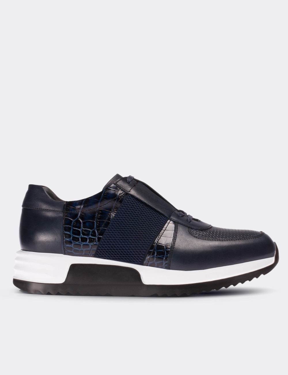Navy  Leather Lace-up Shoes - 01693MLCVE01