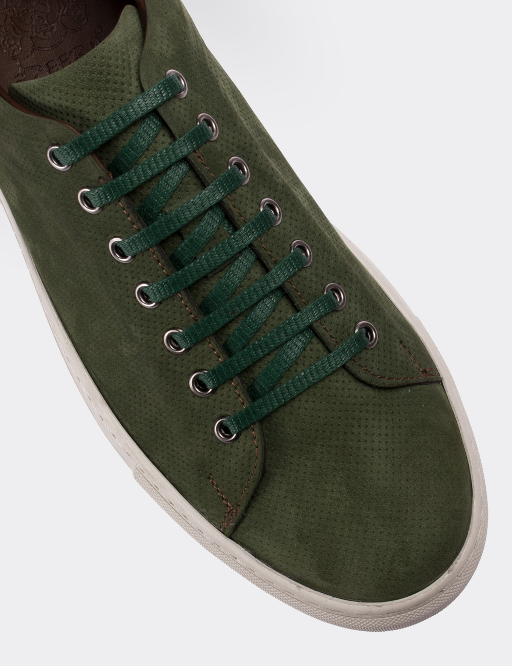 Green Nubuck Leather  Sneakers - 01669MYSLC06