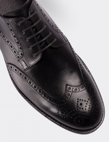 Black  Leather Oxford Shoes - 01696MSYHM01