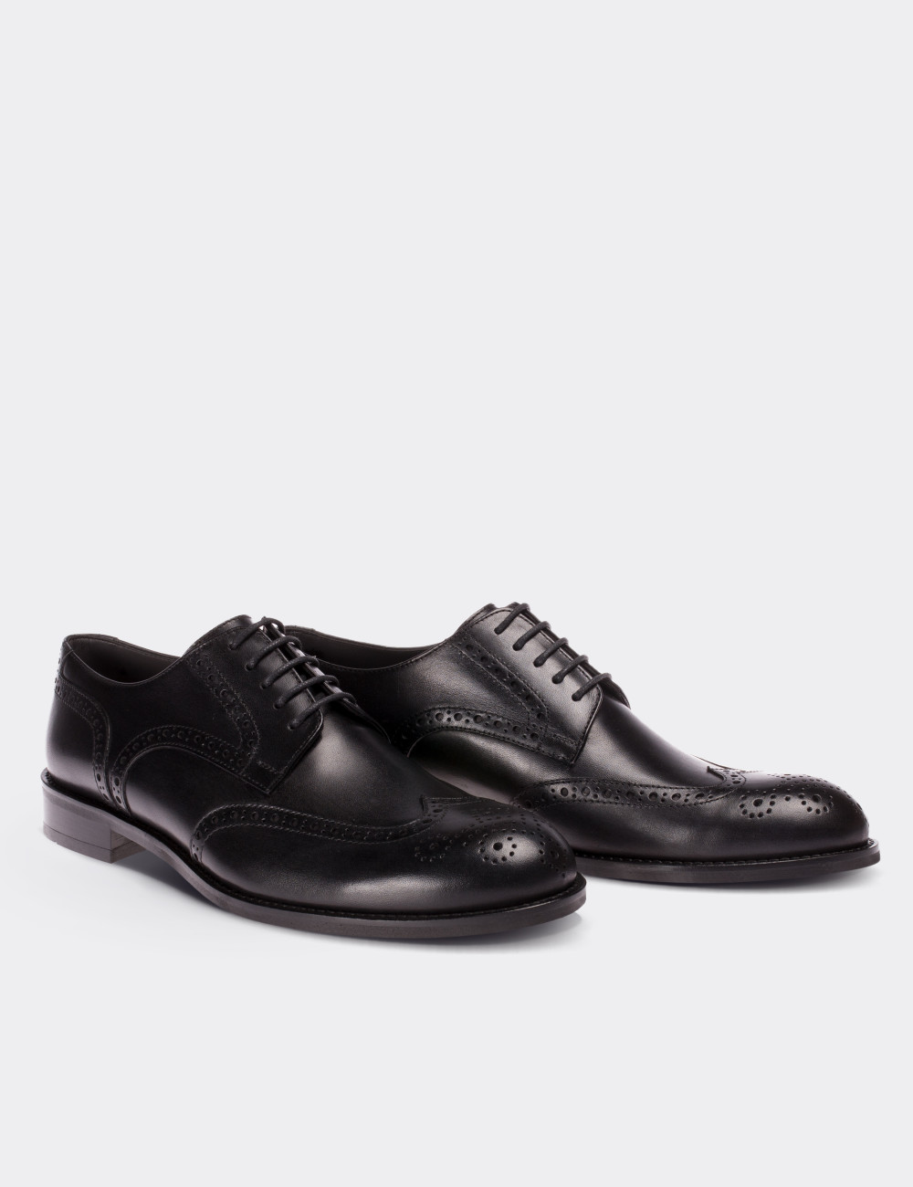Black Leather Oxford Shoes - Deery