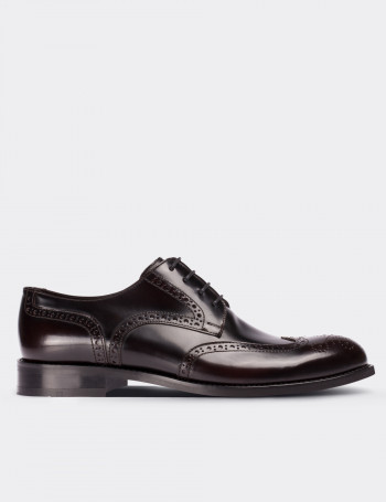 Burgundy  Leather Oxford Shoes - 01696MBRDM01