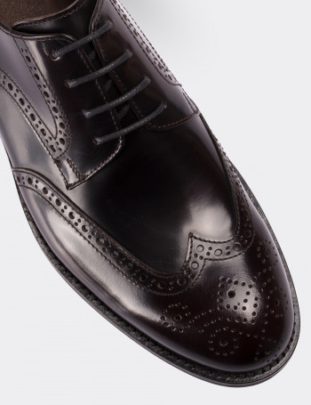 Burgundy  Leather Oxford Shoes - 01696MBRDM01