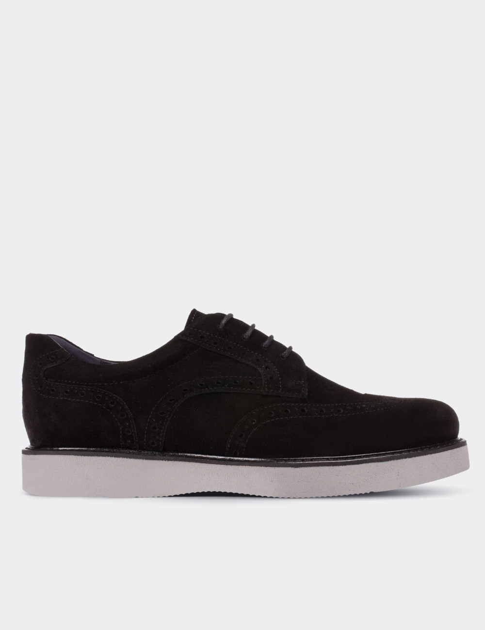 Black Suede Leather Lace-up Shoes - 01691MSYHE01