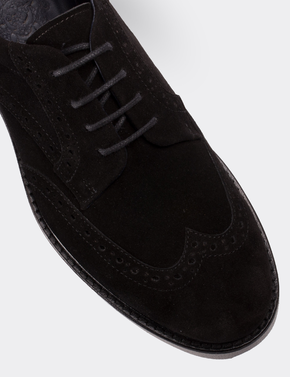Black Suede Leather Lace-up Shoes - 01691MSYHE01