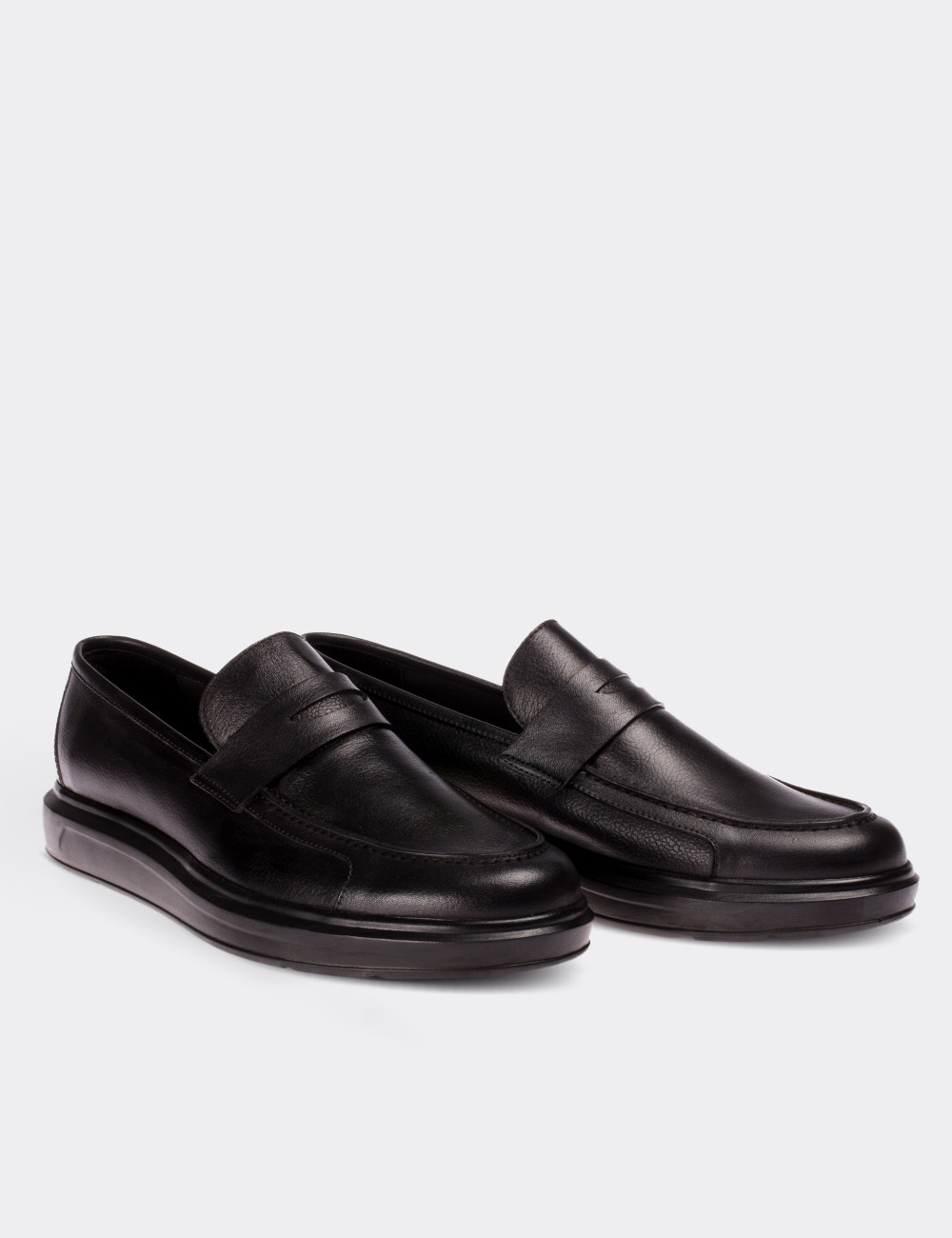 Black  Leather Loafers & Moccasins Shoes - 01564MSYHP05