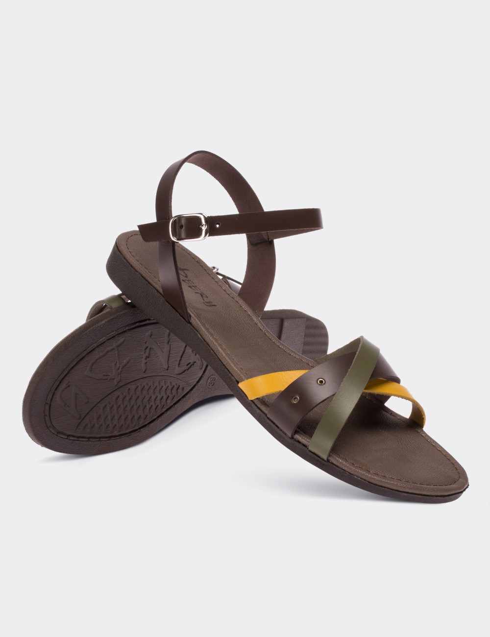 Brown  Leather Sandals - 02015ZKHVC01