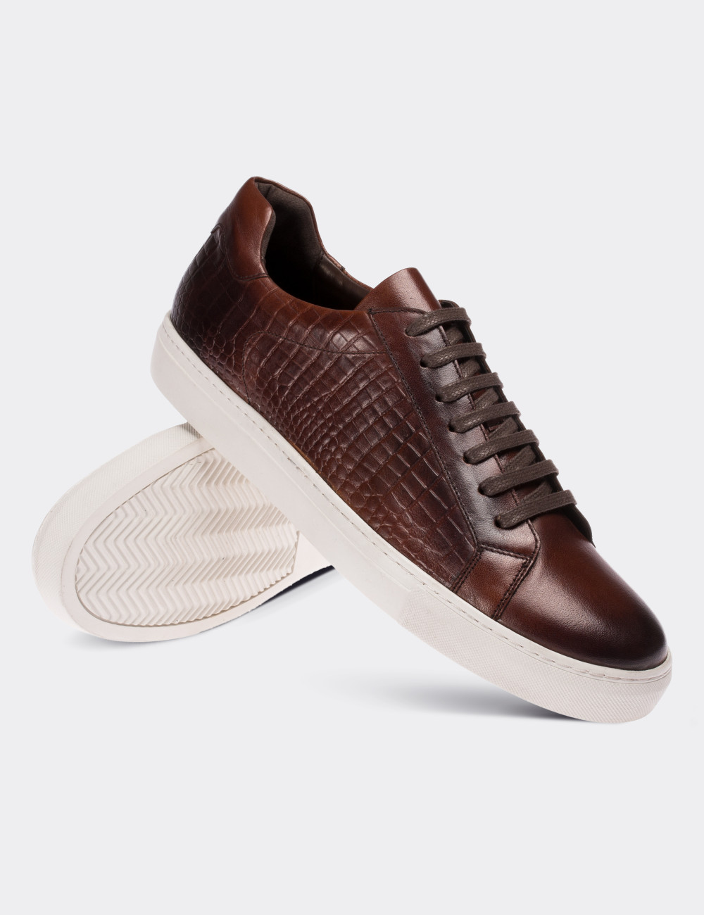 Brown  Leather Sneakers - 01681MKHVC05