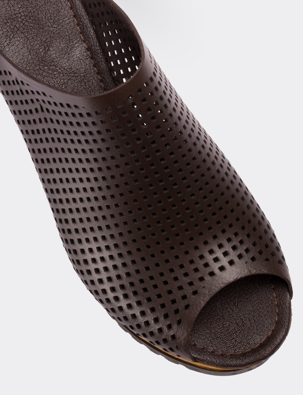 Black  Leather Wedge Sandals - 02012ZSYHP01