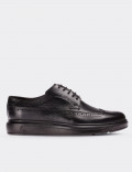 Black  Leather Comfort Lace-up Shoes