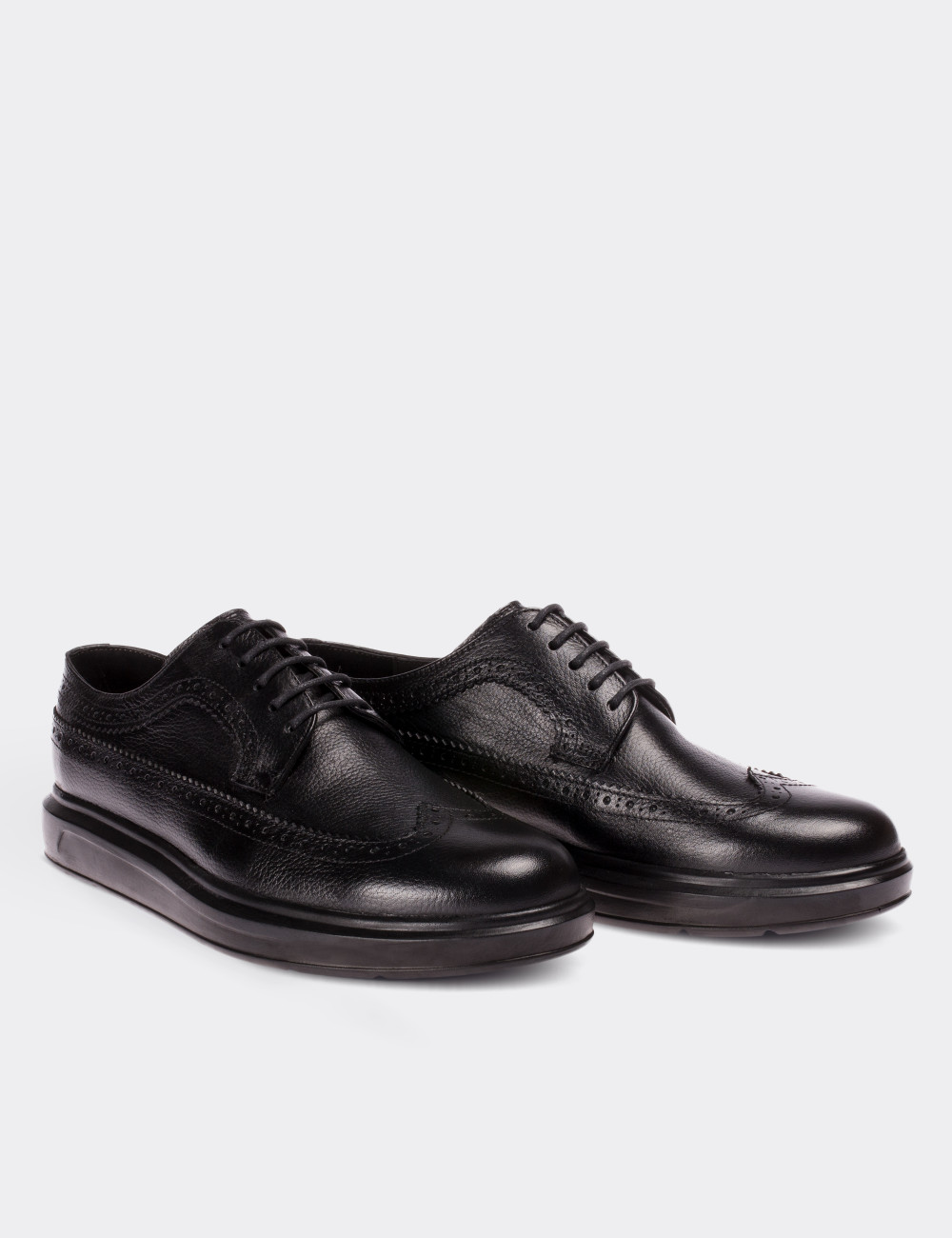 Black  Leather Comfort Lace-up Shoes - 01293MSYHP09