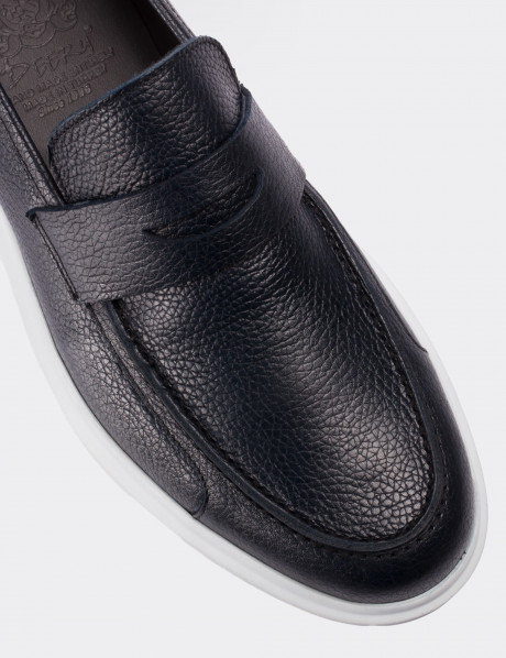 Navy  Leather Comfort Lace-up Shoes