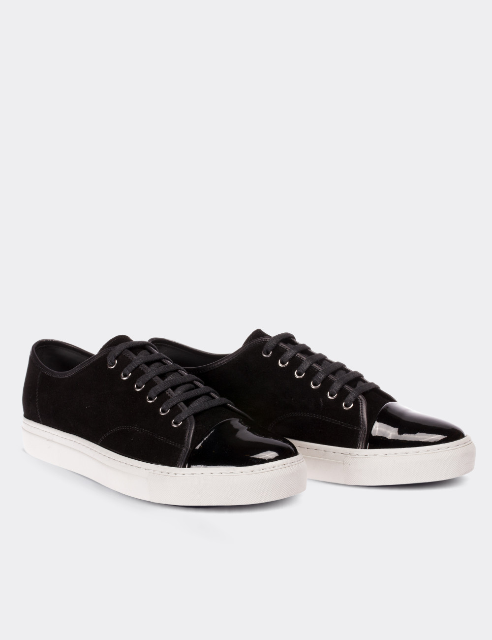 Black Suede Leather Sneakers - 01683MSYHC02