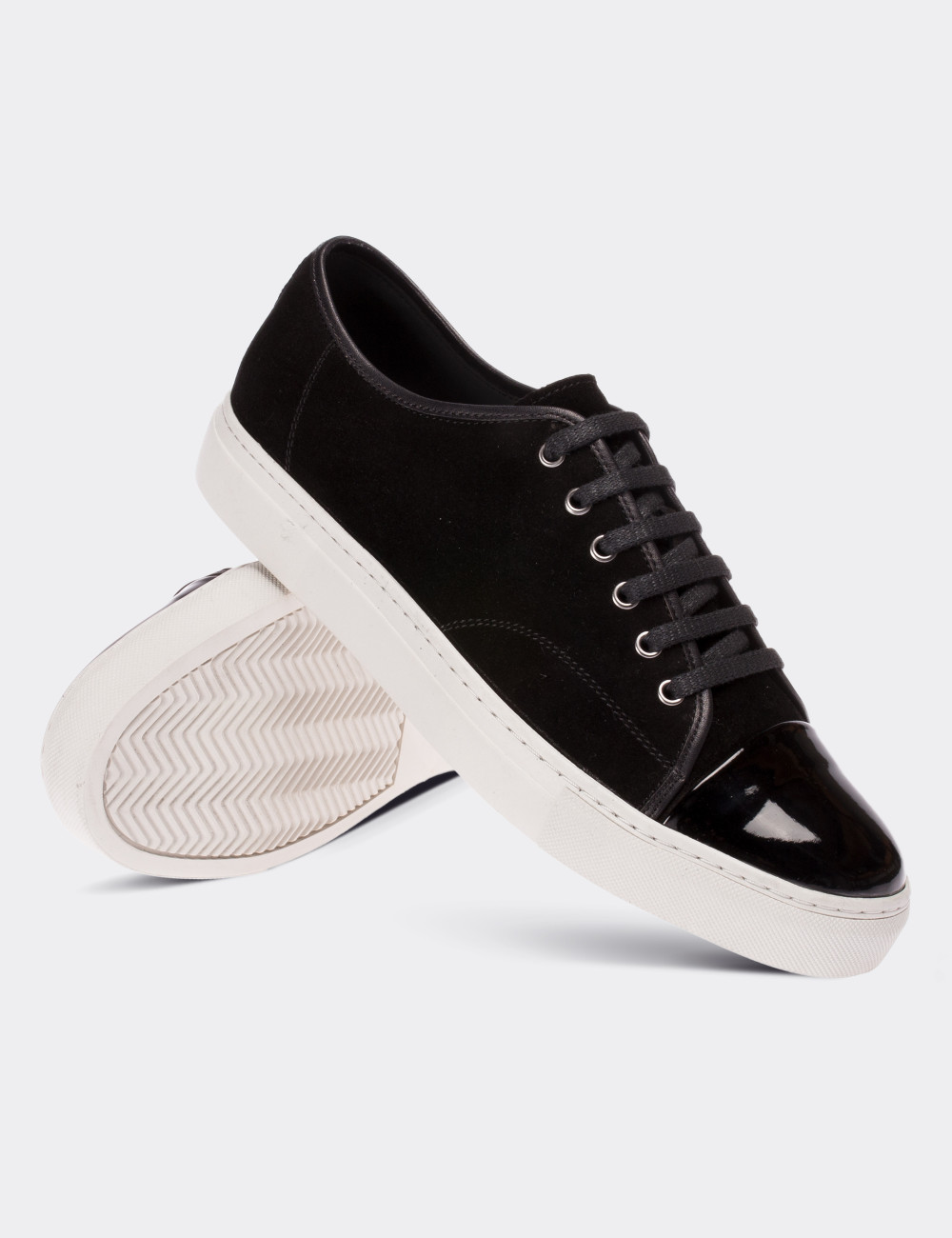 Black Suede Leather Sneakers - 01683MSYHC02