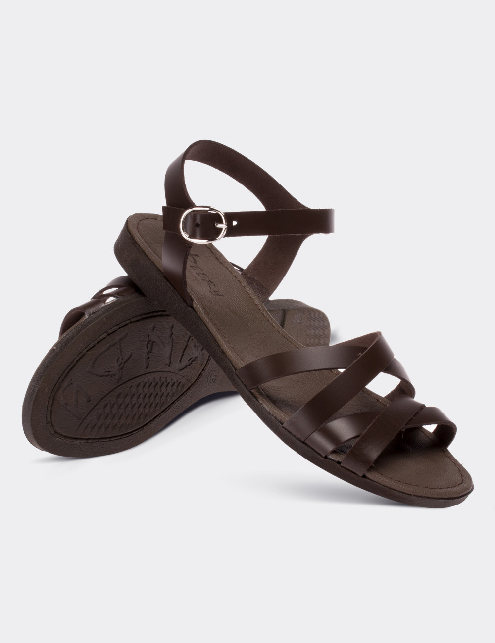 Brown  Leather Sandals - 02016ZKHVC01