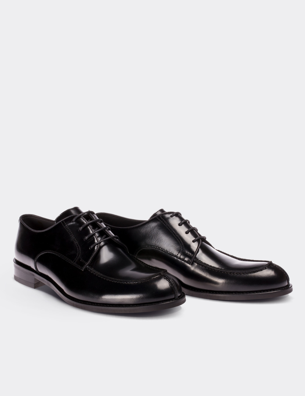 Black  Leather Classic Shoes - 01695MSYHM01