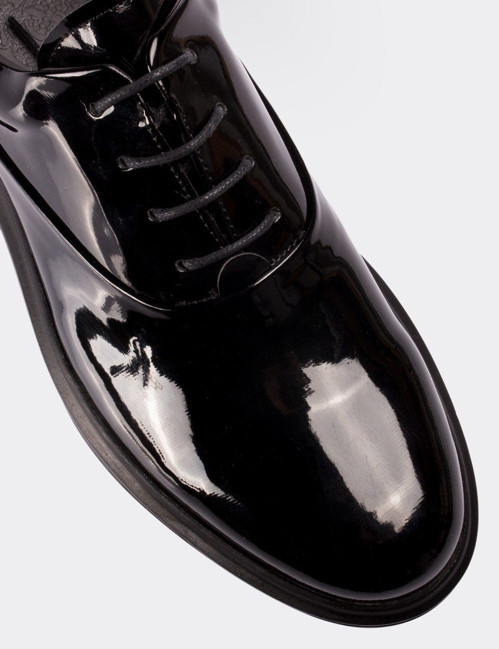 Black Patent Leather Comfort Lace-up Shoes - 01652MSYHP13