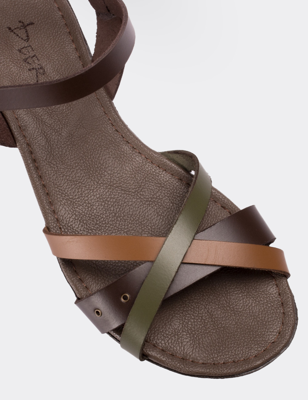 Brown  Leather  Sandals - 02015ZKHVC02
