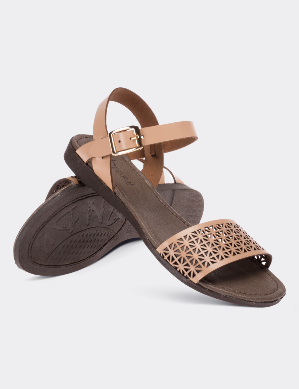 Beige  Leather Sandals - 02030ZBEJC01