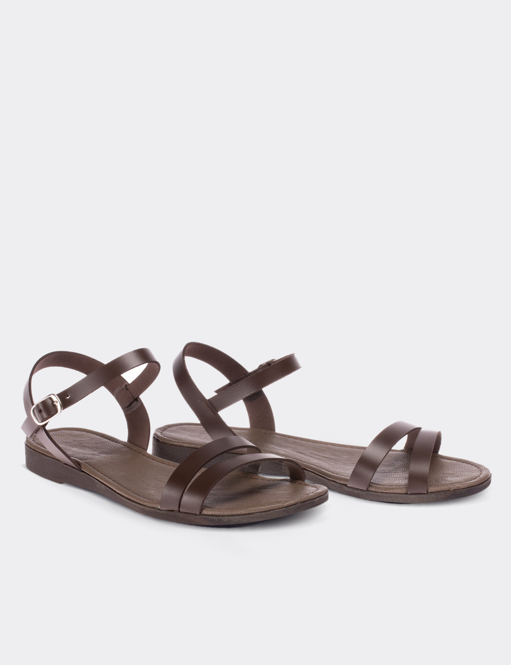 Brown  Leather Sandals - 02031ZKHVC01