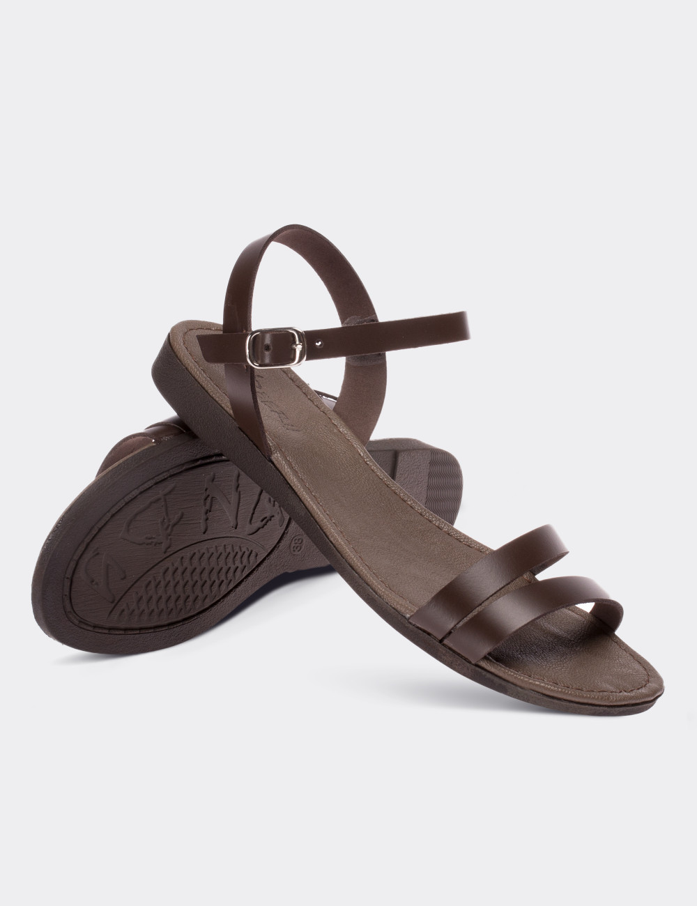 Brown  Leather Sandals - 02031ZKHVC01