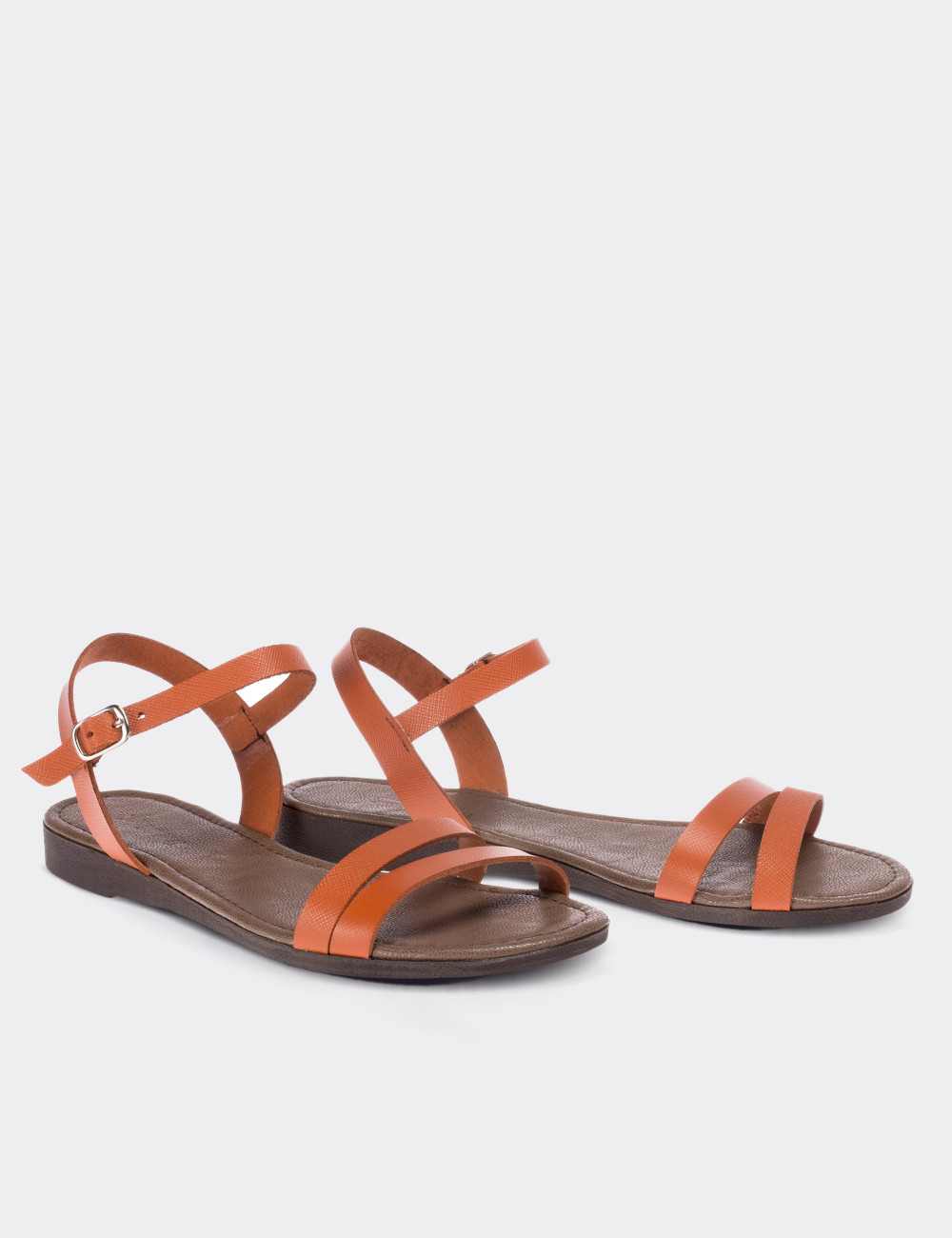 Orange  Leather Sandals - 02031ZTRCC01