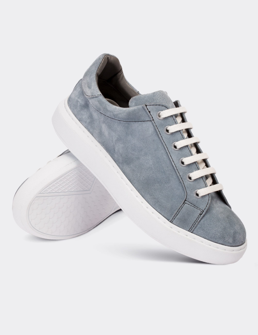 Gray Suede Leather Sneakers - 01698ZGRIP01