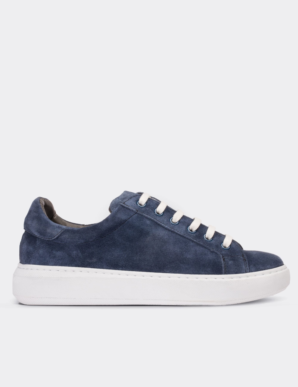 Navy Suede Leather Sneakers - 01698ZLCVP01