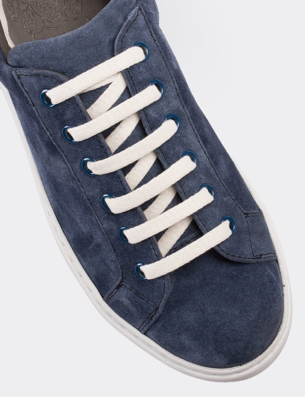 Navy Suede Leather Sneakers - 01698ZLCVP01