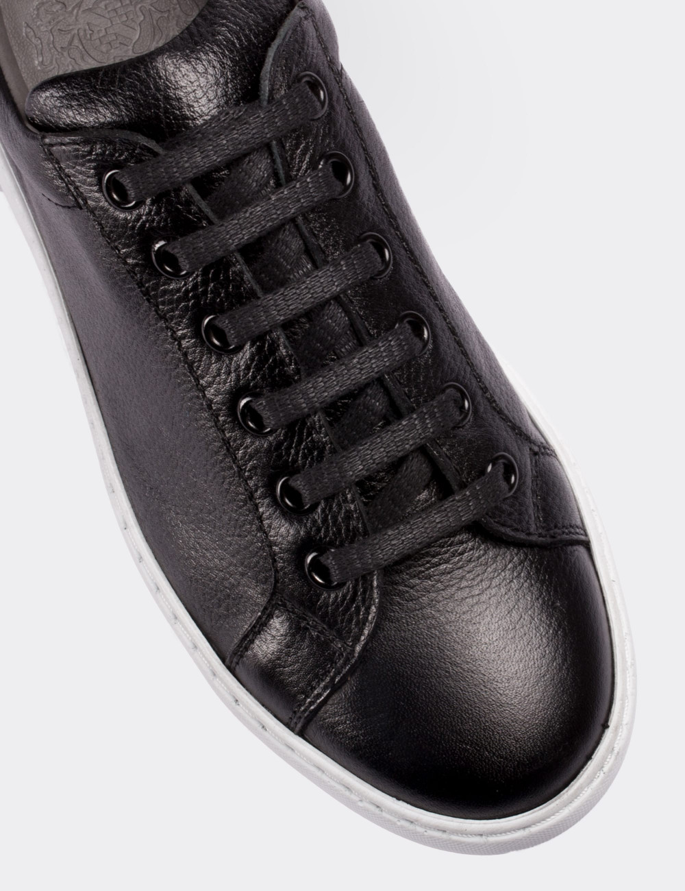 Black  Leather Sneakers - 01698ZSYHP01