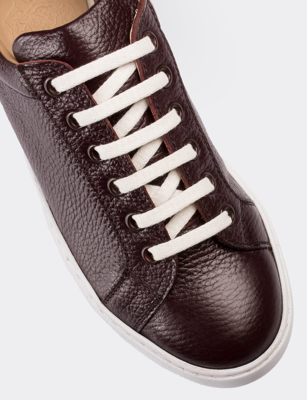Burgundy  Leather Sneakers - 01698ZBRDP01