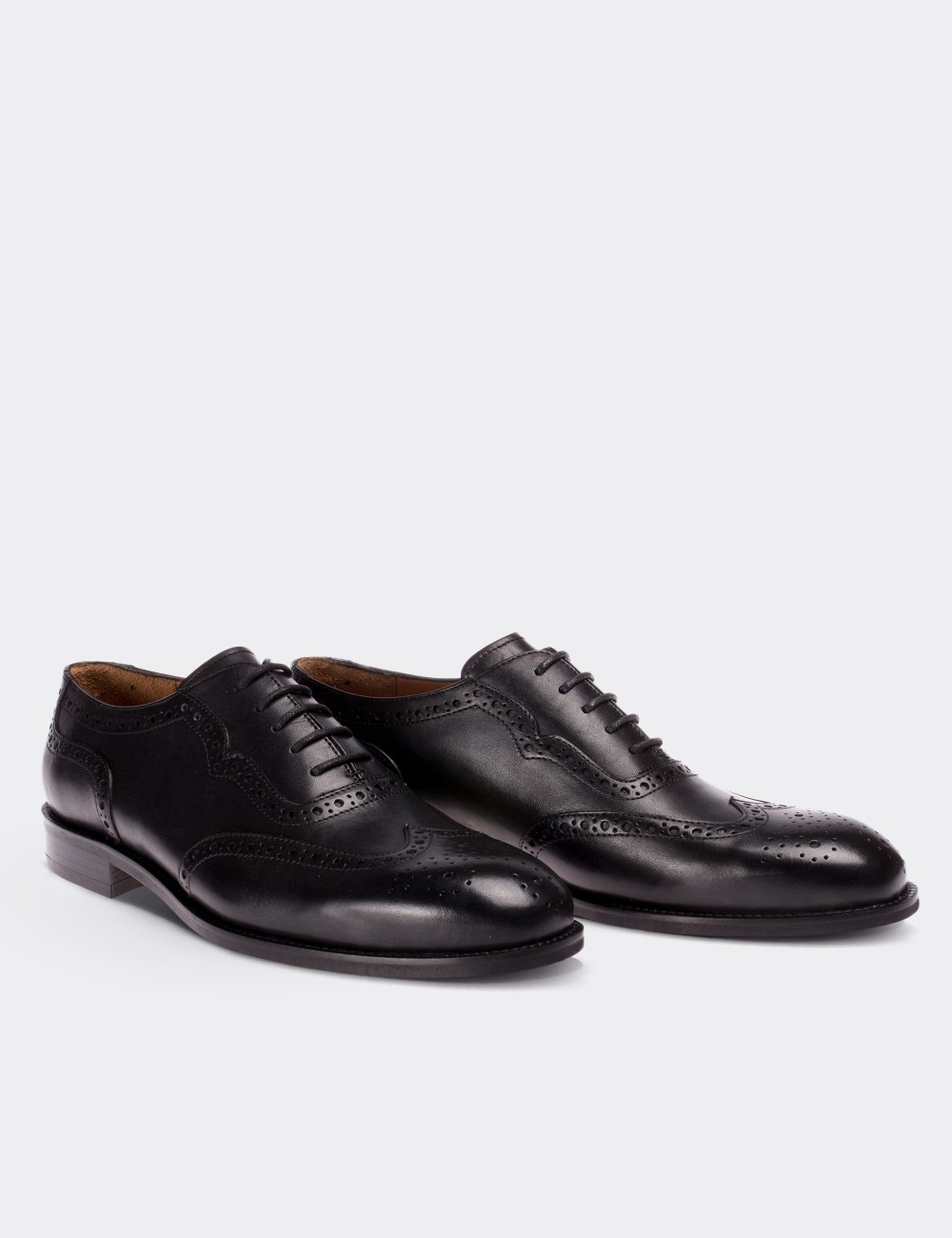 Black  Leather Classic Shoes - 01676MSYHM01