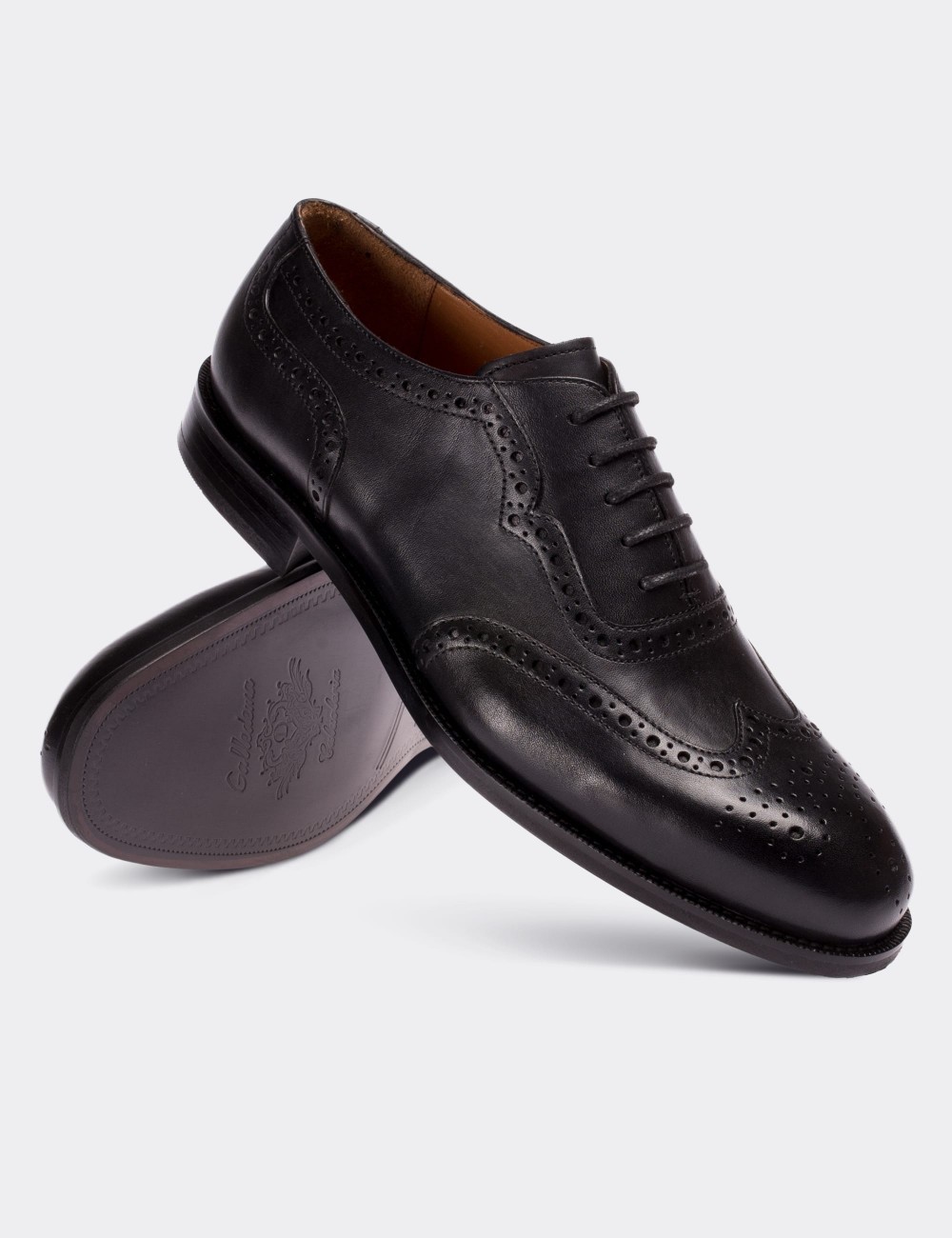 Black  Leather Classic Shoes - 01676MSYHM01