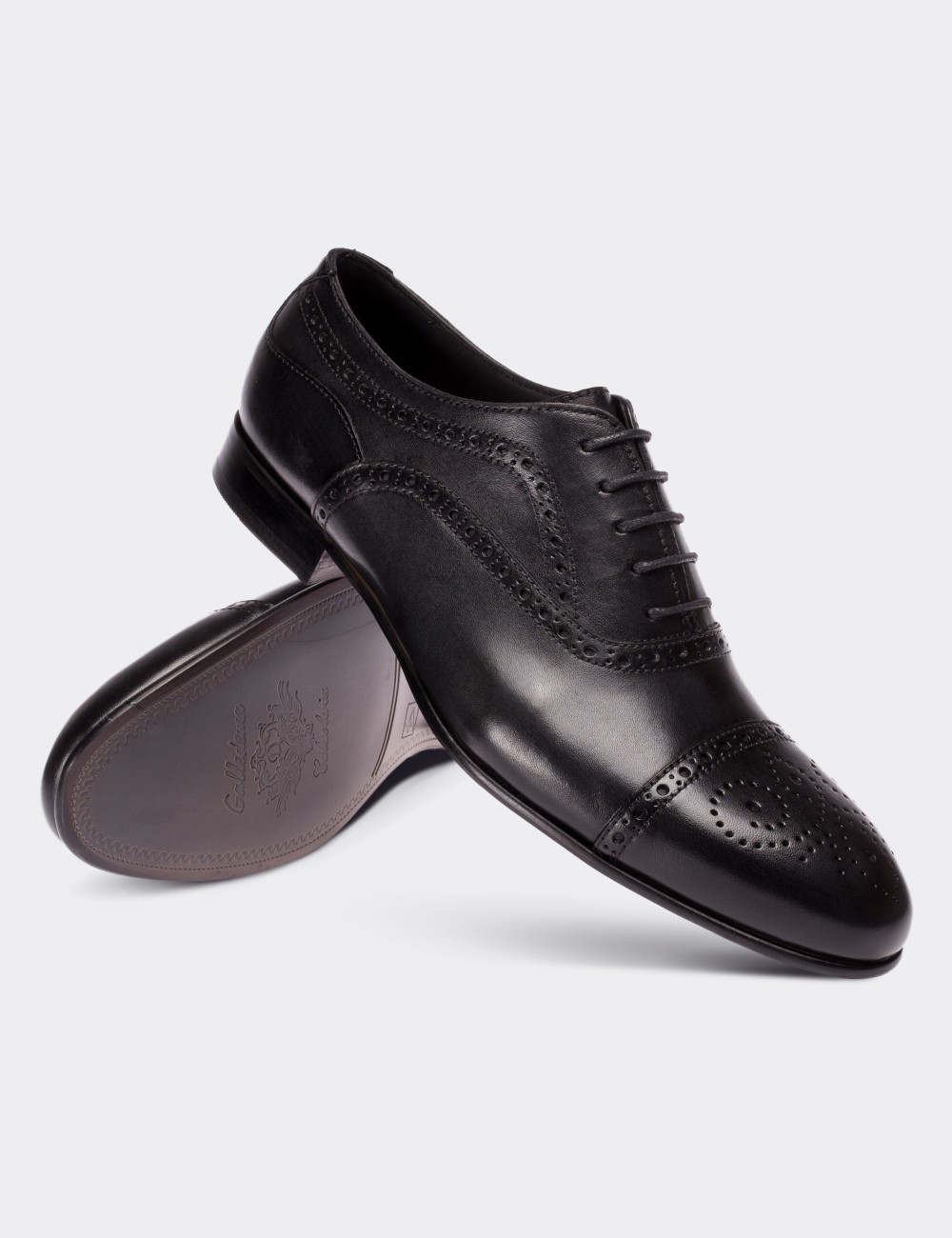 Black  Leather Classic Shoes - 01595MSYHM01
