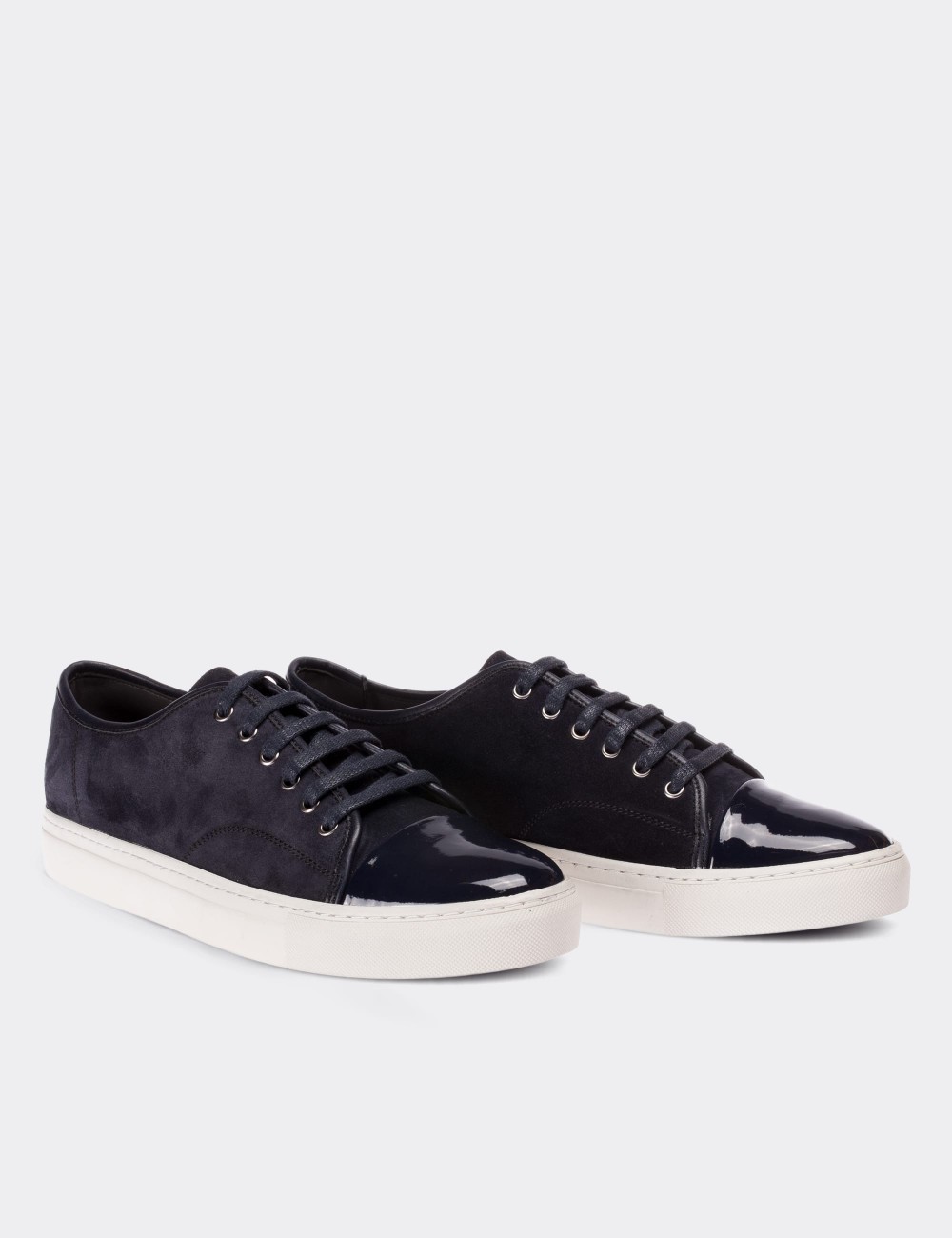 Navy Suede Leather  Sneakers - 01683MLCVC02
