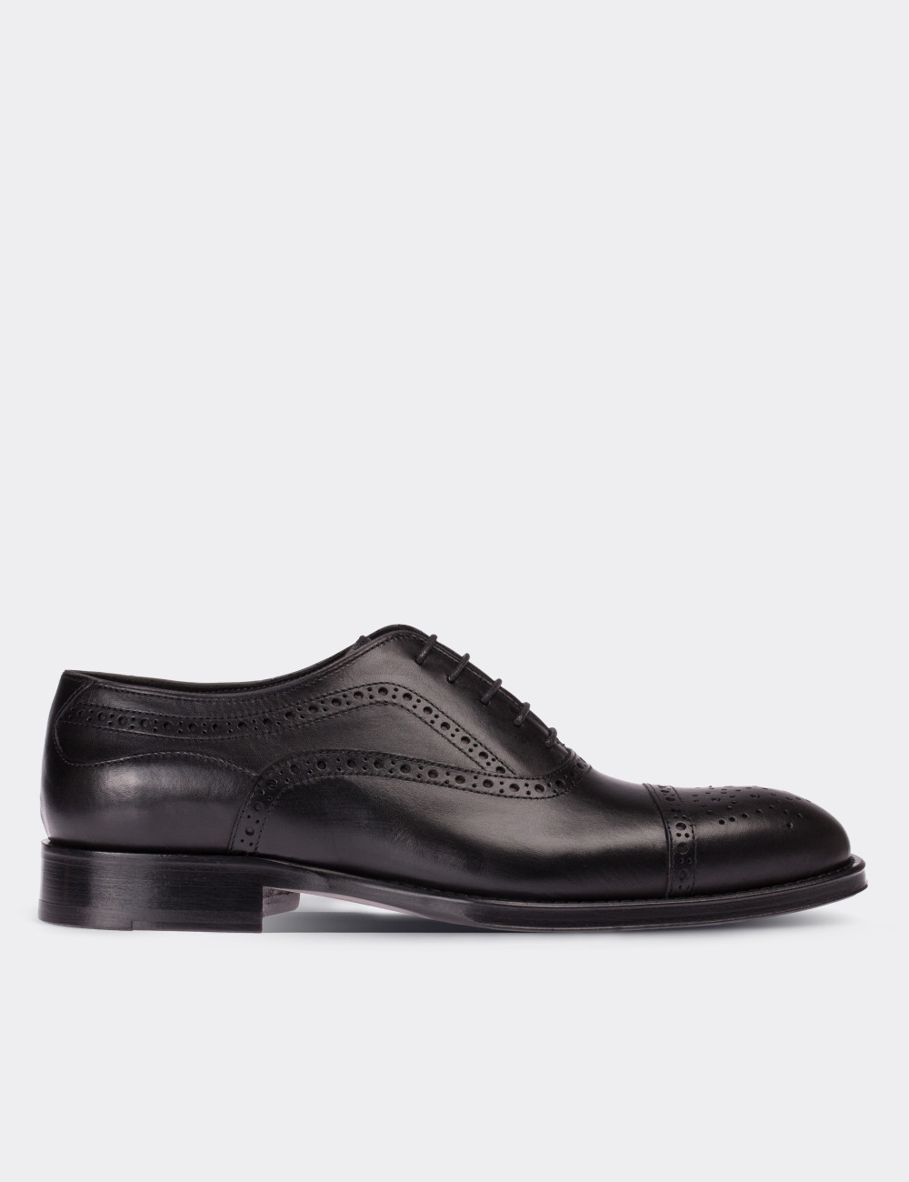 Black  Leather Classic Shoes - 01595MSYHK01