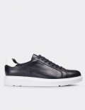 Navy Calfskin Leather Lace-up Shoes