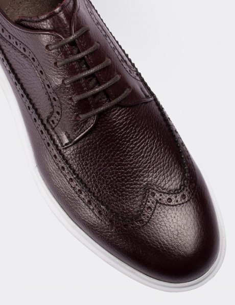 Burgundy  Leather Lace-up Shoes