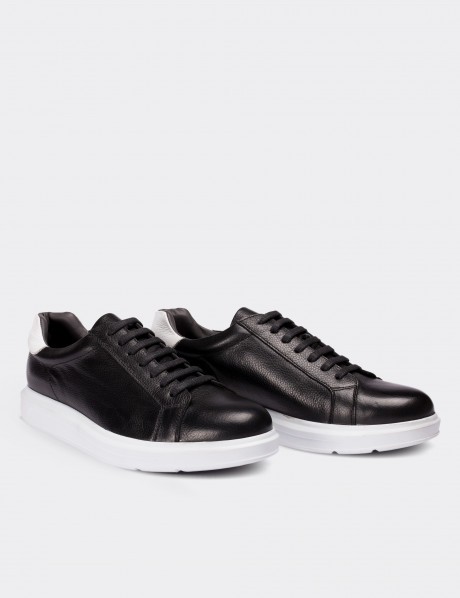 Black  Leather Lace-up Shoes