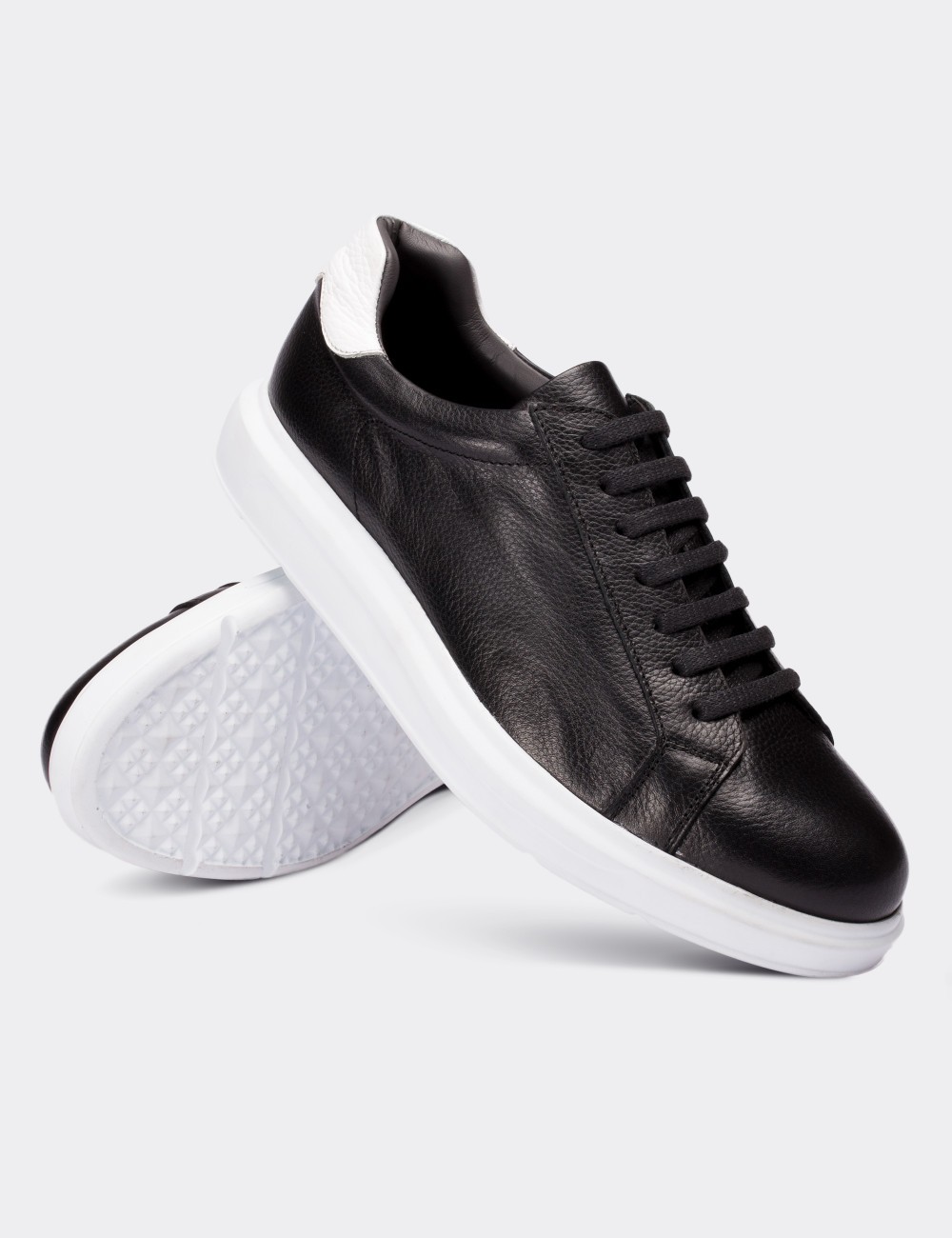 Black  Leather Lace-up Shoes - 01673MSYHP02
