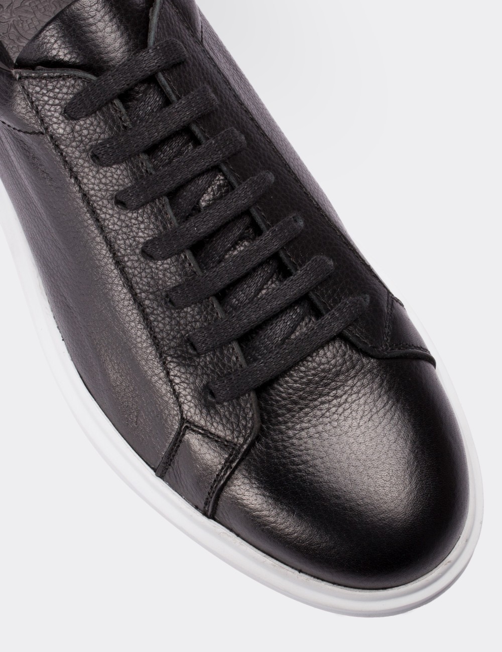 Black  Leather Lace-up Shoes - 01673MSYHP02