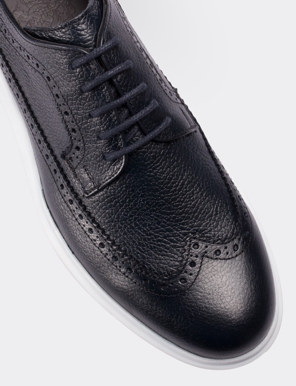 Navy  Leather Lace-up Shoes - 01293MLCVP04
