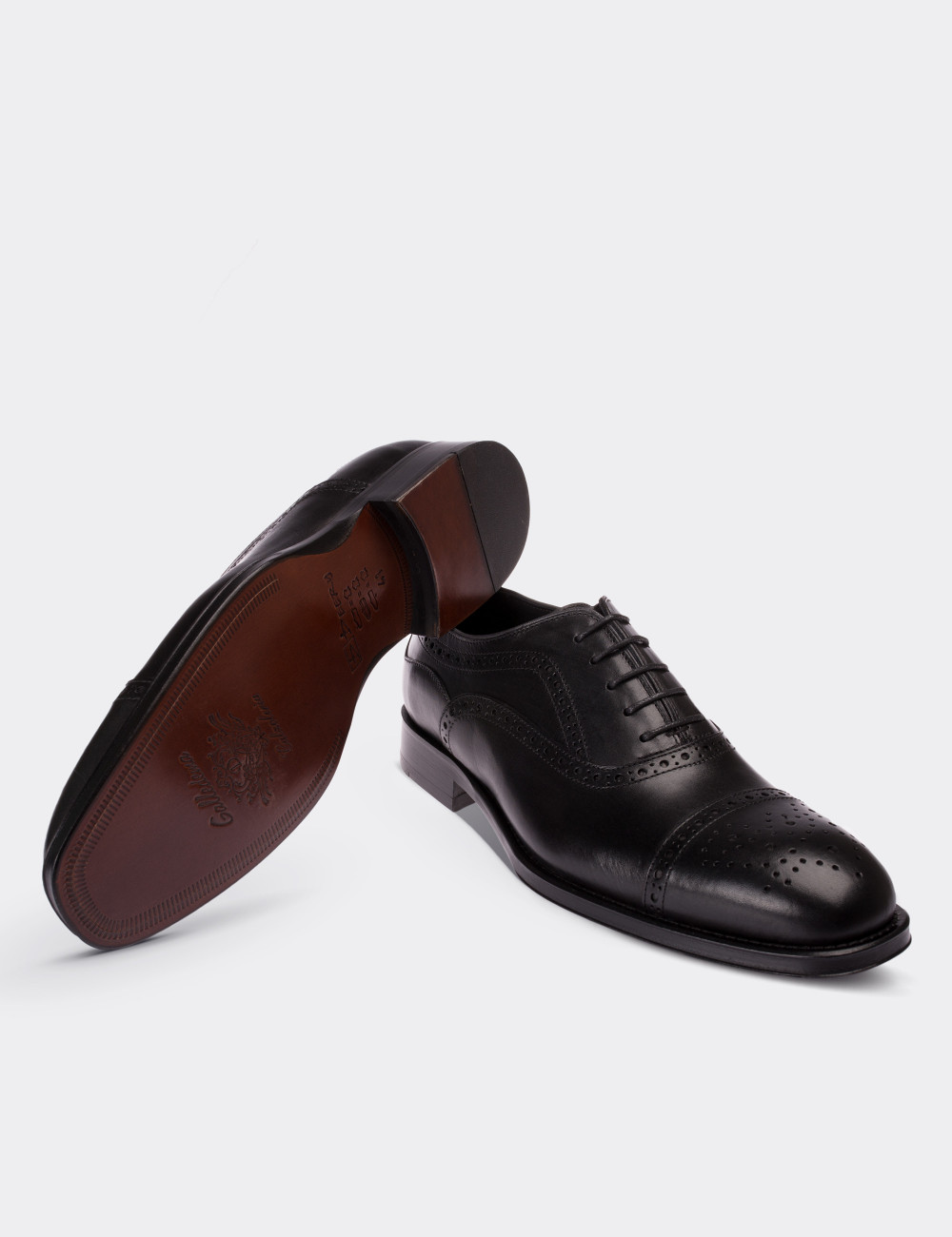 Black  Leather Classic Shoes - 01595MSYHK01