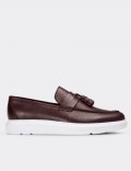 Burgundy  Leather Loafers & Moccasins Shoes