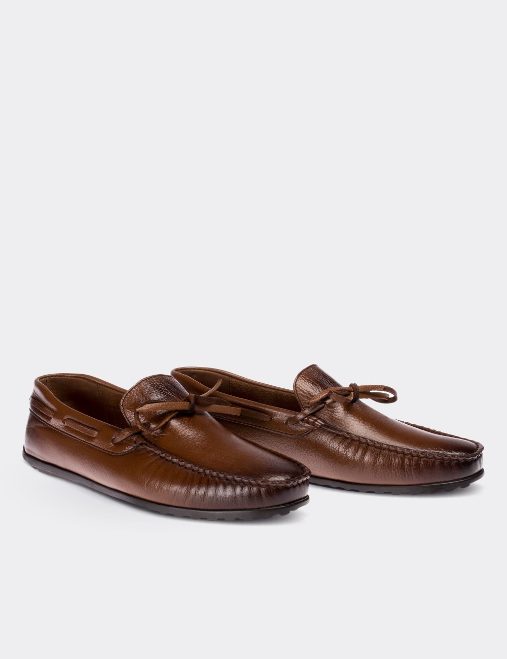 Brown Calfskin Leather Driving Shoes 